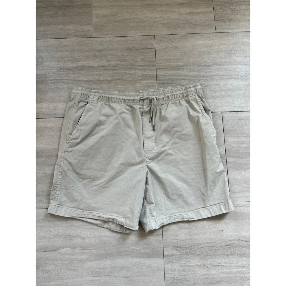 American Eagle Flex Khaki Tan Elastic Waist Drawstring Shorts Mens Large L